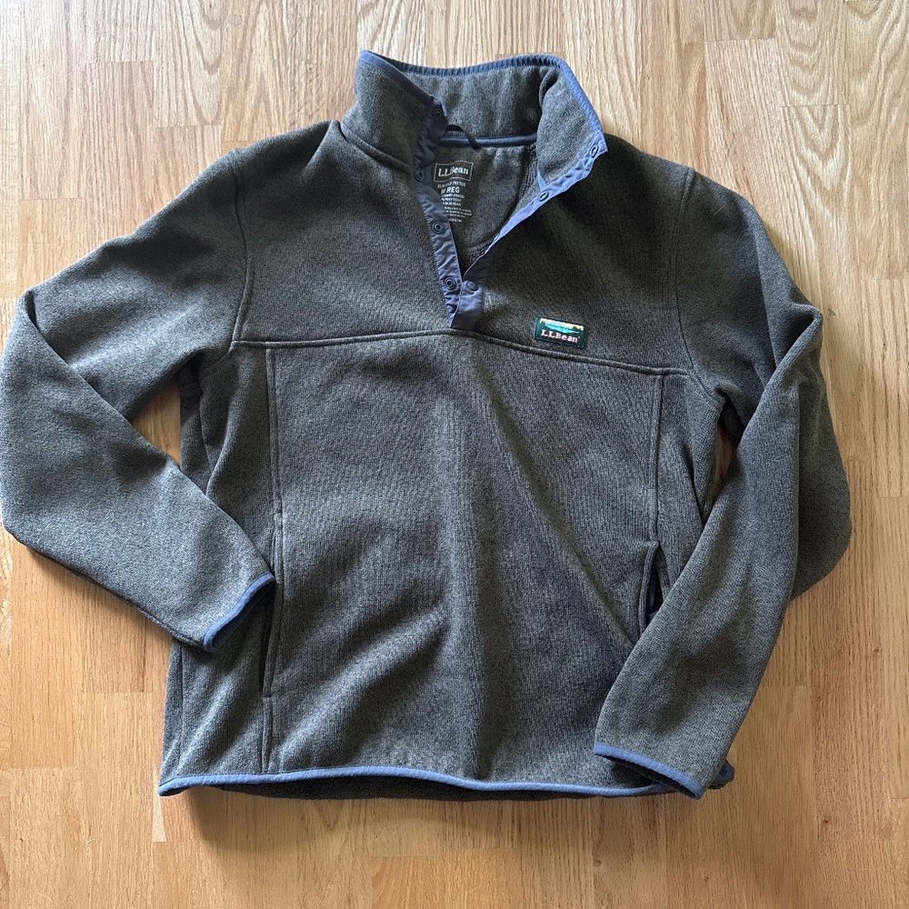 L.L. Bean Men's Medium Green Pullover Sweater Fleece Jacket Medium